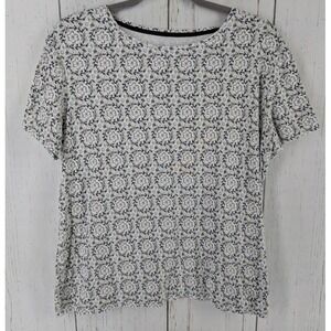 croft & barrow Women's Short Sleeve Patterned Tee - White & Black